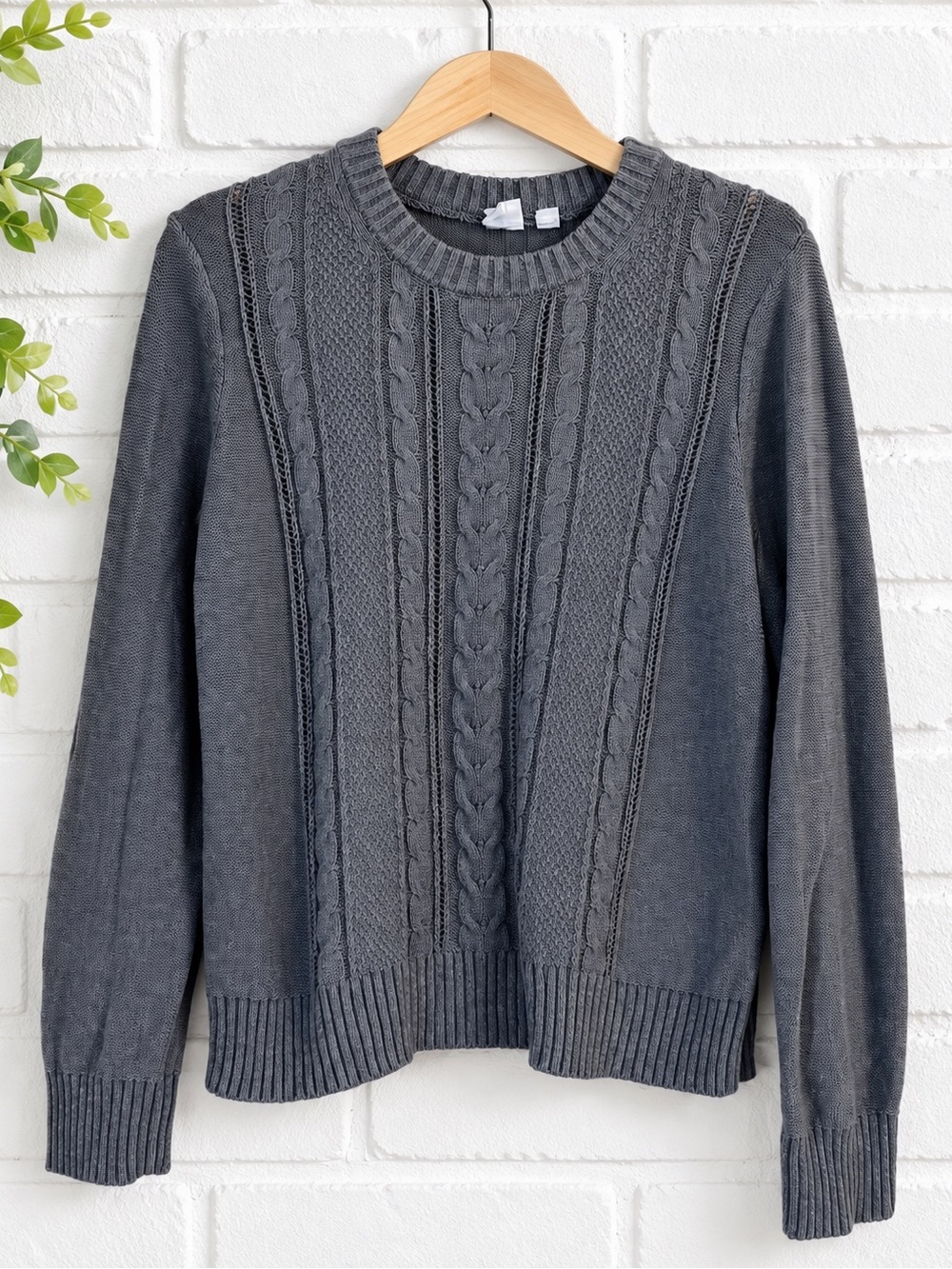 GAP Charcoal Cable Knit Crewneck Sweater
